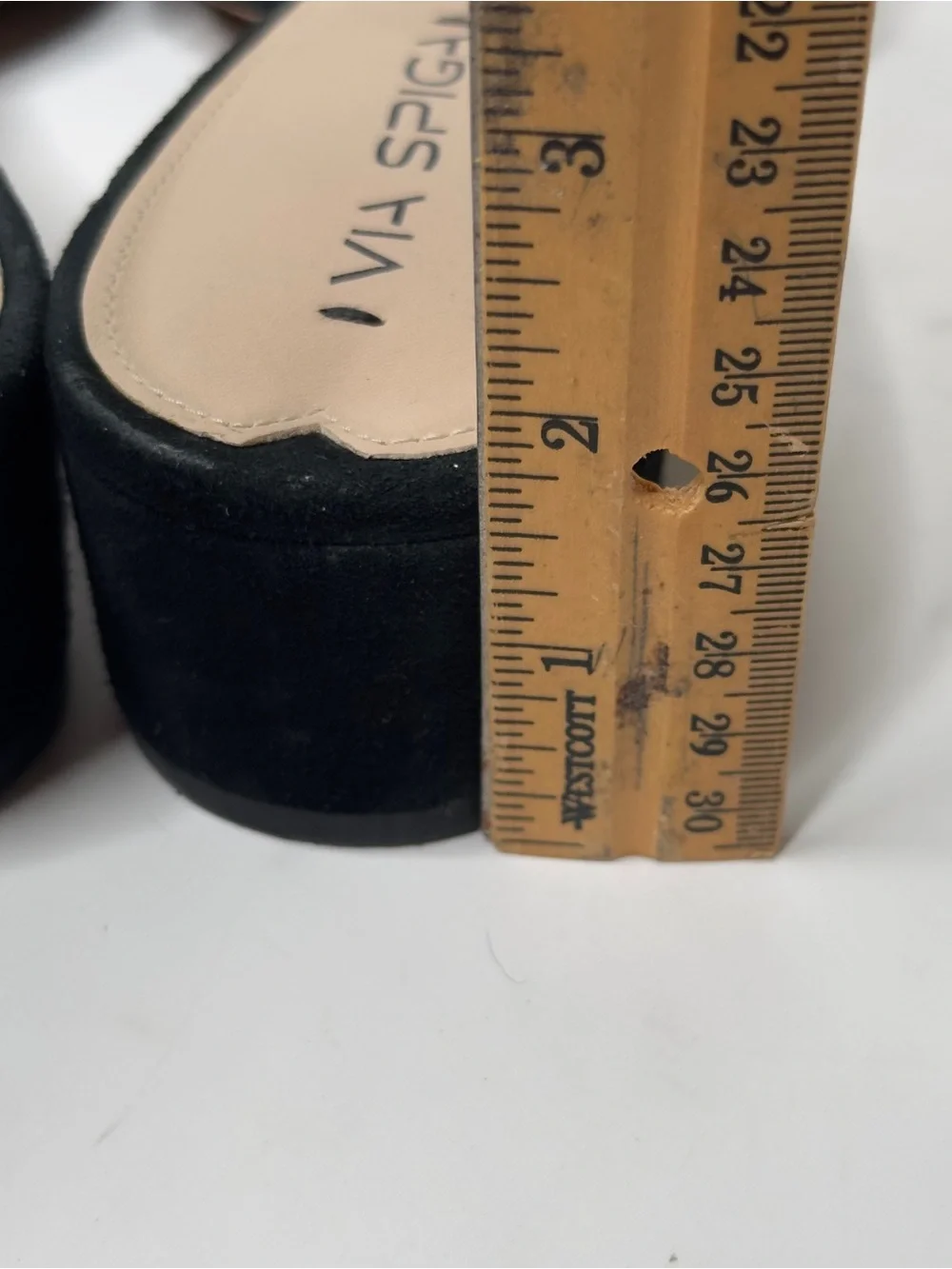 VIA SPIGA Black Suede Slide Sandals - Open Toe Low Heel Size 9